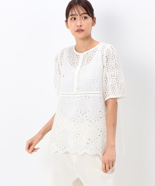 ギャバジンＫＴ　アイレットレース コクーン袖ブラウス 新品未使用 Gabardine K.T ブラウス シャツ 「洗える」アイレットレース