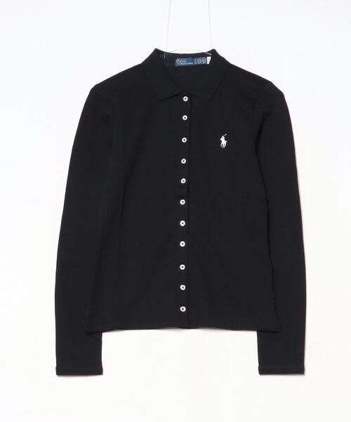 【美品】ポロラルフローレン★シャツ★ブラウス★長袖★S★ブラック系 POLO RALPH LAUREN ブラウス シャツ ボタンドプラケット ロング