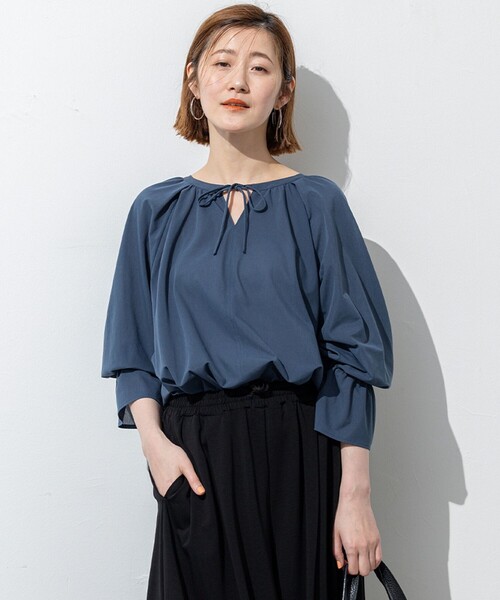 23区 tシャツ 「洗える」クリアトリコットジャージー ギャザー