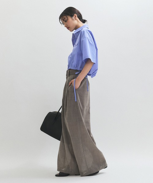 ブラウス シャツ 「逸品」・「サステナブル」クロップドギャザリングシャツ レディース ADAM ET ROPE' ブラウス シャツ 「逸品」・「サステナブル