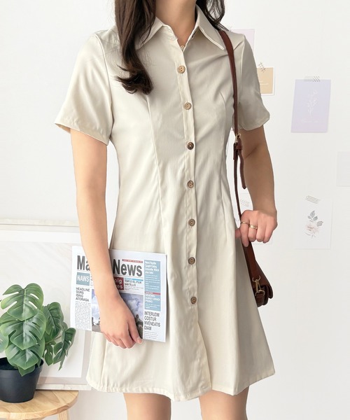 Dewlily ワンピース 夏 半袖 一枚でコーデが完成！アウターを合わせて