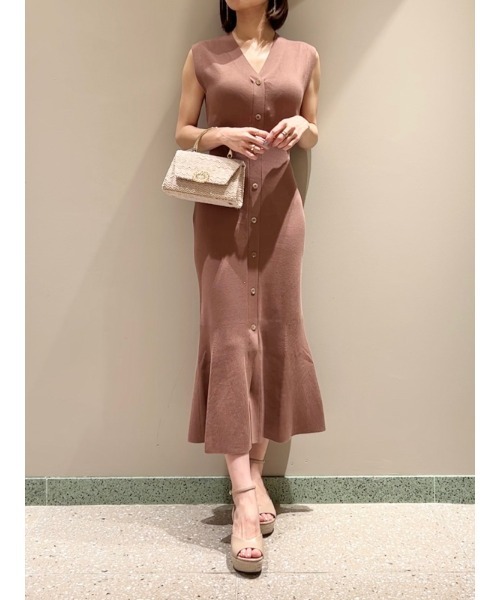 【snidel】ノースリニットワンピース ロングワンピース SNIDEL（スナイデル） ニットワンピース ONE SIZE ネイビー レディース