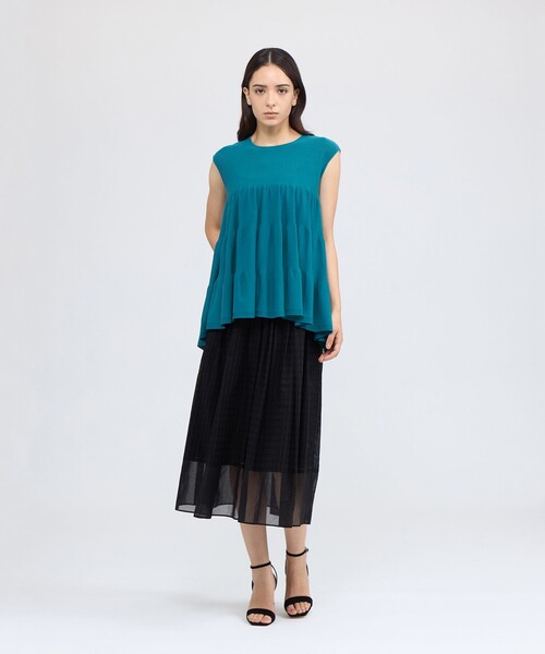 美品✨EPOCA エポカ　フリンジサマーニットノースリーブワンピース 40 濃紺 EPOCA（エポカ） tシャツ コットンファイン ノースリーブニットプル