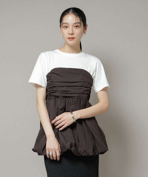 tシャツ バルーンビスチェドッキングトップス レディース
