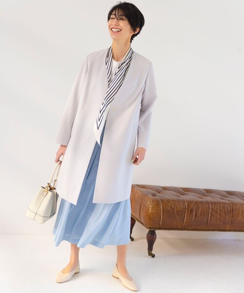 ANY SIS（エニィスィス） ノーカラーコート 3 グレー レディース
