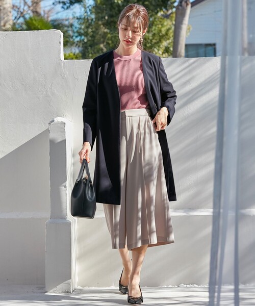 ANY SIS（エニィスィス） ノーカラーコート 3 グレー レディース