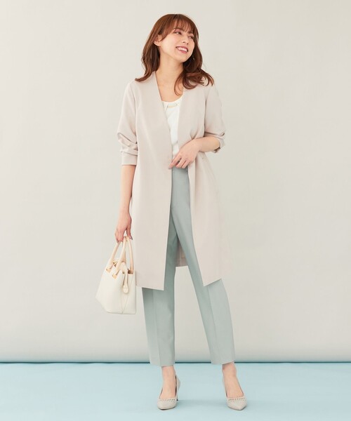 ANY SIS（エニィスィス） ノーカラーコート 3 グレー レディース