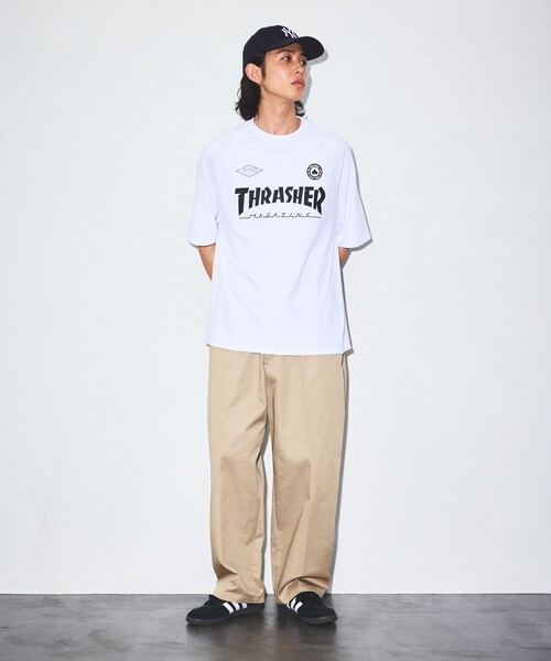 「FREAK'S STORE」 「THRASHER」半袖Tシャツ LARGE ブラック メンズ