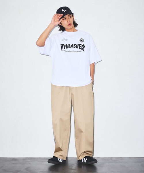 「FREAK'S STORE」 「THRASHER」半袖Tシャツ LARGE ブラック メンズ