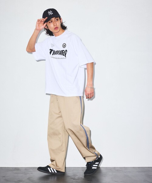「FREAK'S STORE」 「THRASHER」半袖Tシャツ LARGE ブラック メンズ