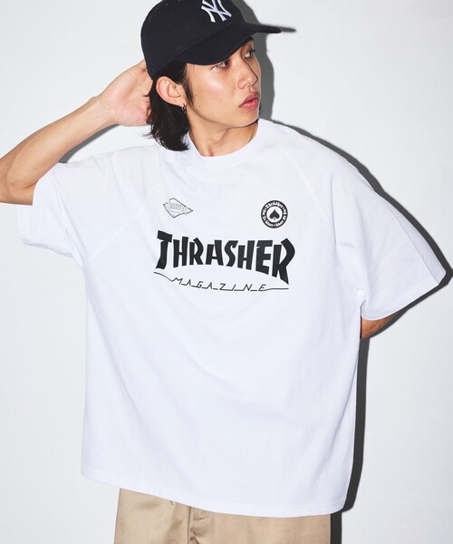 「FREAK'S STORE」 「THRASHER」半袖Tシャツ LARGE ブラック メンズ