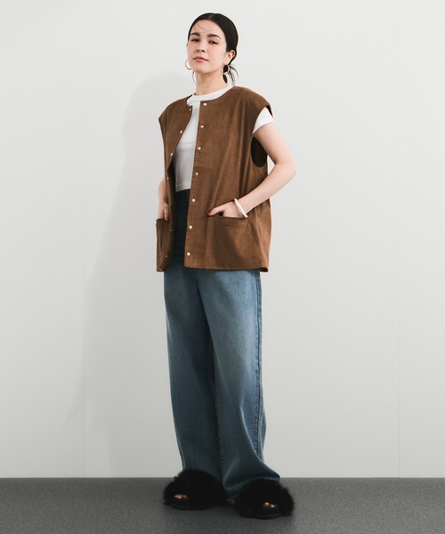 ADAM ET ROPE' ベスト ジレ フェイクスウェードライクベスト