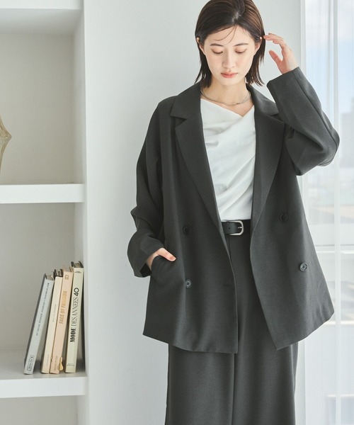 テーラードジレ メランジドライ テーラード ダブルジレ ( セットアップ 可)