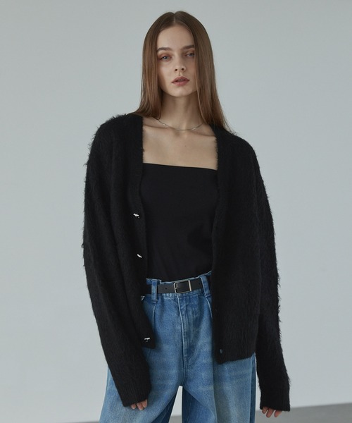 CALLNE カーディガン Mohairmix V-neck Shaggyknit Cardigan / モヘア