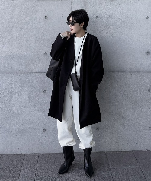 ニッセン（nissen） ノーカラーコート コート フェイクウールノー