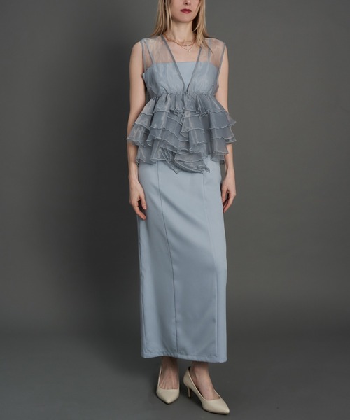 My shawty（マイシャウティー） ドレス sheer volume top dress