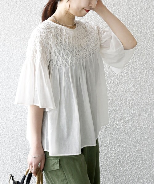 「SHIPS any」 7分袖ブラウス ONE SIZE オフホワイト レディース_画像5