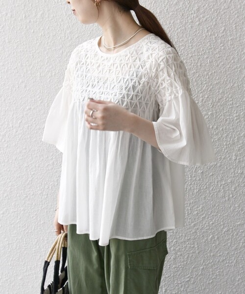 「SHIPS any」 7分袖ブラウス ONE SIZE オフホワイト レディース_画像7