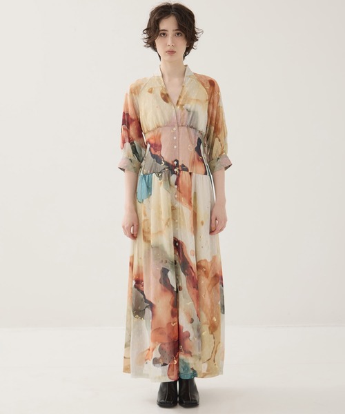 Ameri Vintage DRESS/studious ワンピース Ameri ワンピース 「AMERI/アメリ」「STUDIOUS別注」Art Organdy