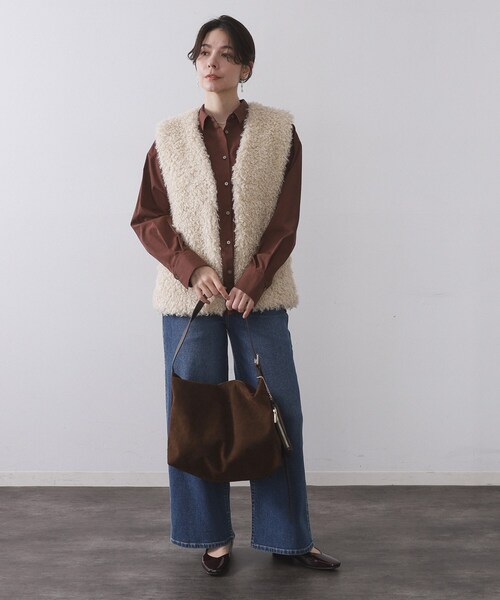 ハグオーワー＊ファーベスト＊ブラウン＊ショート丈＊新品タグ付き 一 番 安いファッション - ハグオーワー＊ファーベスト＊ブラウン