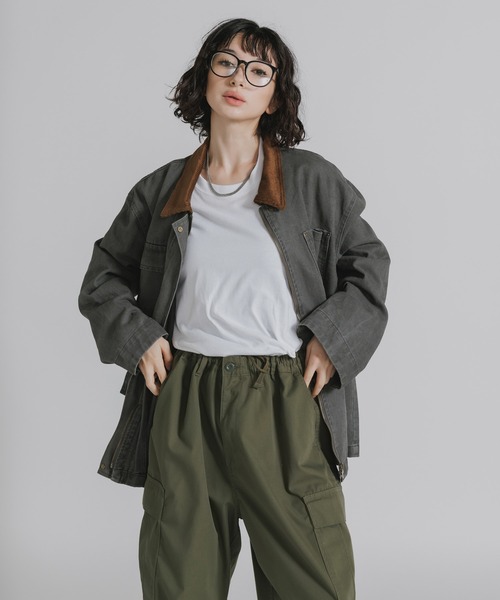 AO2 カバーオール Collar Corduroy Panel Design Coveralls / 襟
