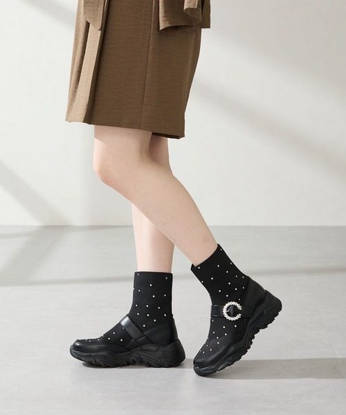 ORiental TRaffic ブーツ 2025秋冬新作 ラインストーン 付き ニット