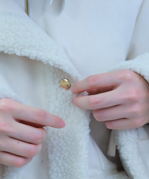 axes femme POETIQUE ピーコート pコート フェイクスエード×ボアコート