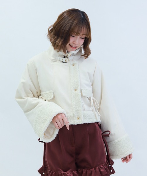 axes femme POETIQUE ピーコート pコート フェイクスエード×ボアコート