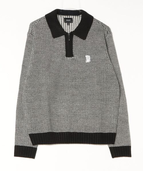 セーター ニット HUF MEGABLAST TWO TONE WAFFLE SWEATER ハフ 2トーン ジップポロ ニット メンズ レディース_17