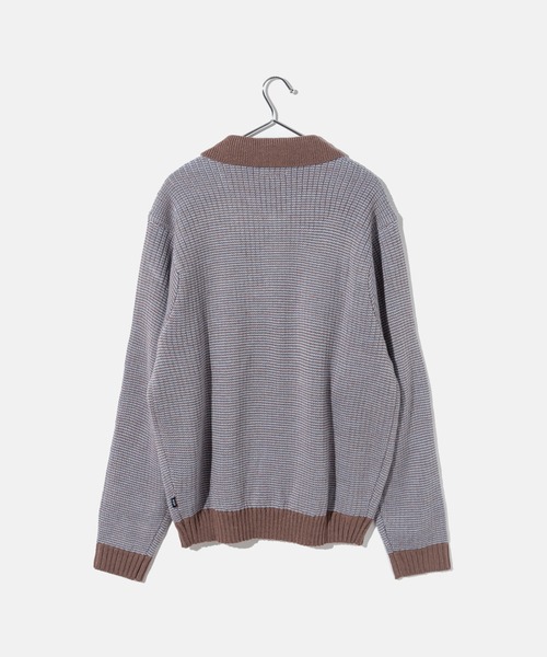 セーター ニット HUF MEGABLAST TWO TONE WAFFLE SWEATER ハフ 2トーン ジップポロ ニット メンズ レディース_8
