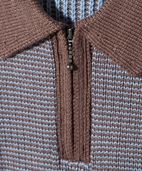 セーター ニット HUF MEGABLAST TWO TONE WAFFLE SWEATER ハフ 2トーン ジップポロ ニット メンズ レディース_11