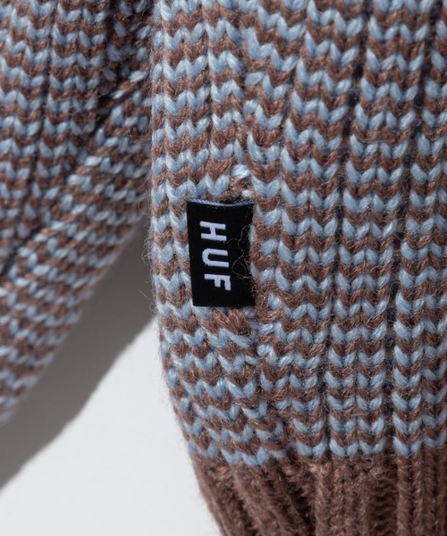 セーター ニット HUF MEGABLAST TWO TONE WAFFLE SWEATER ハフ 2トーン ジップポロ ニット メンズ レディース_14
