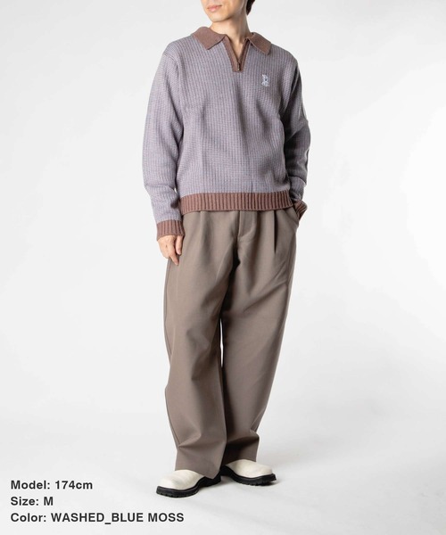 セーター ニット HUF MEGABLAST TWO TONE WAFFLE SWEATER ハフ 2トーン ジップポロ ニット メンズ レディース_3