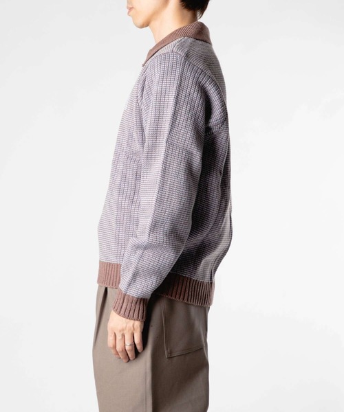セーター ニット HUF MEGABLAST TWO TONE WAFFLE SWEATER ハフ 2トーン ジップポロ ニット メンズ レディース_5