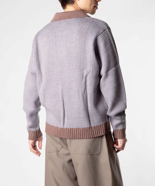 セーター ニット HUF MEGABLAST TWO TONE WAFFLE SWEATER ハフ 2トーン ジップポロ ニット メンズ レディース_6