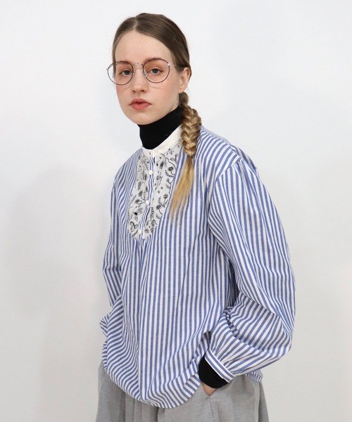 「haupia」 長袖ブラウス 38 グリーン レディース_画像10