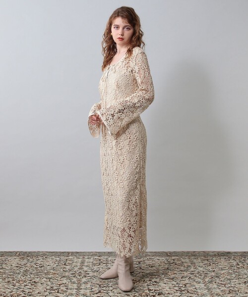 「ME COUTURE」 長袖ワンピース 0 ベージュ レディース_画像4