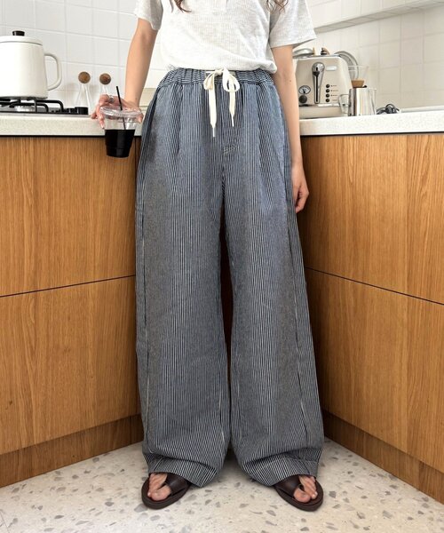 ワイドパンツ ジーンズ デニム デニムパンツ 「5サイズ展開/低身長・高身長対応」デイリーイージーワイドデニム レディースの画像