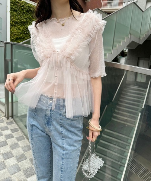 「Seemi. byNICECLAUP」 ブーツカットデニムパンツ SMALL ネイビー レディース_画像4