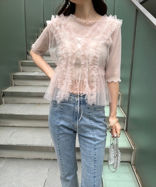 「Seemi. byNICECLAUP」 ブーツカットデニムパンツ SMALL ネイビー レディース_画像6