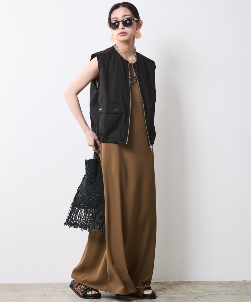 「CHIC STYLE」 ノースリーブワンピース LL ブラック レディース_画像4