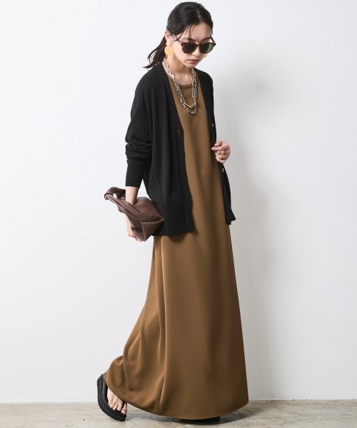 「CHIC STYLE」 ノースリーブワンピース LL ブラック レディース_画像6