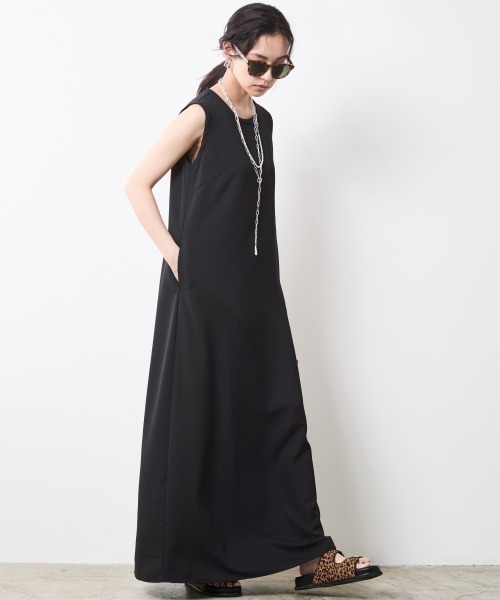 「CHIC STYLE」 ノースリーブワンピース LL ブラック レディース_画像7