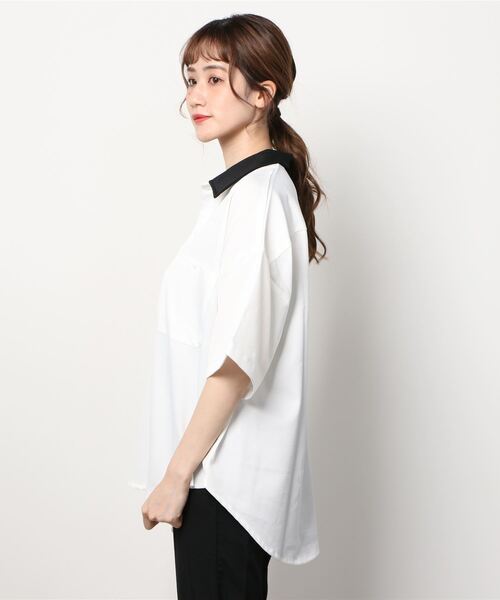 「COMMON WARE」 「HALHAM」半袖シャツ M グリーン レディース_画像2