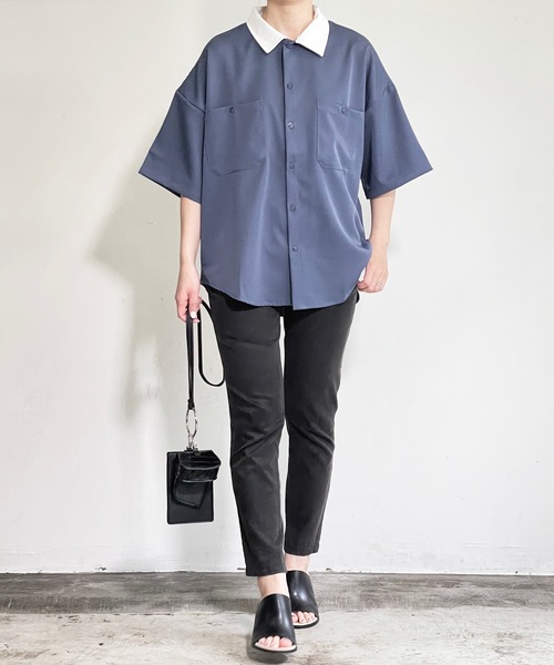 「COMMON WARE」 「HALHAM」半袖シャツ M グリーン レディース_画像9