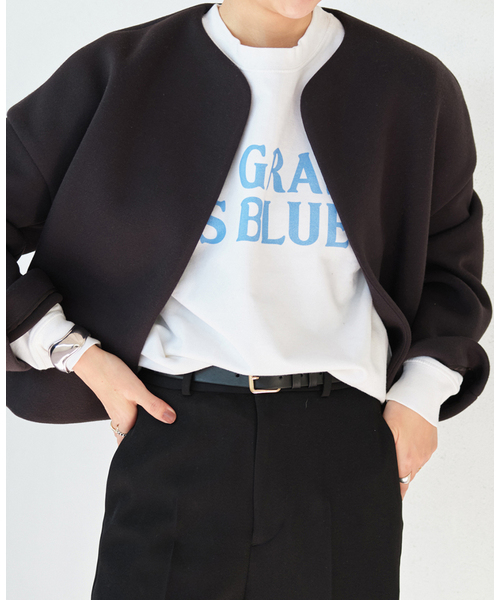 Plage」 ノーカラージャケット - ブラック レディース