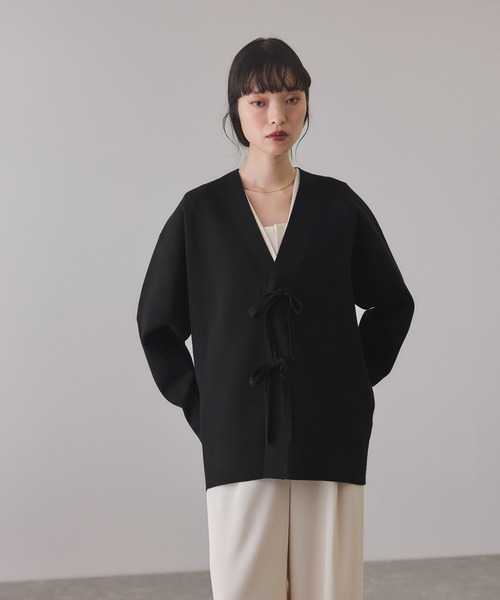 アダムエロペ　マルチwayリボンミドルカーディガン　ブラック　新品 ADAM ET ROPE'（アダムエロペ） カーディガン 「サステナブル」マルチ