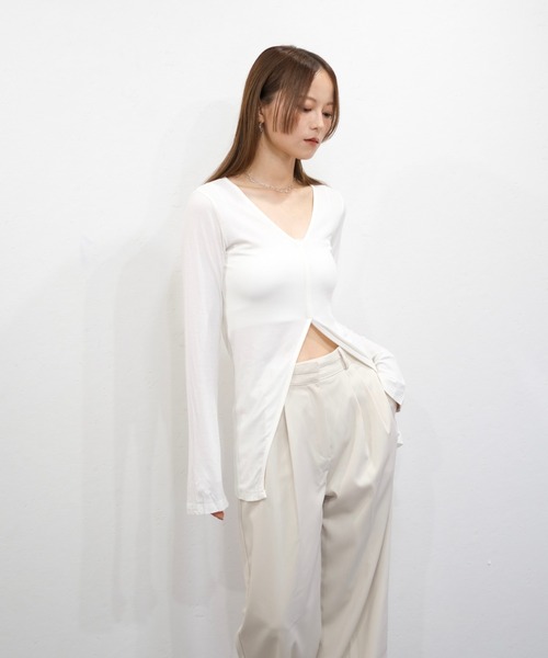 「Reurie'」 長袖カットソー FREE ホワイト レディース_画像2