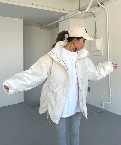 CHERI since1985 ブルゾン アウター ミドル丈フロントドロストギャザー