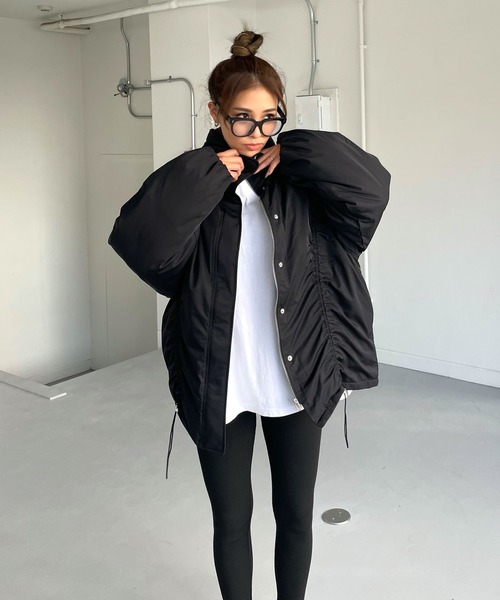 CHERI since1985 ブルゾン アウター ミドル丈フロントドロストギャザー